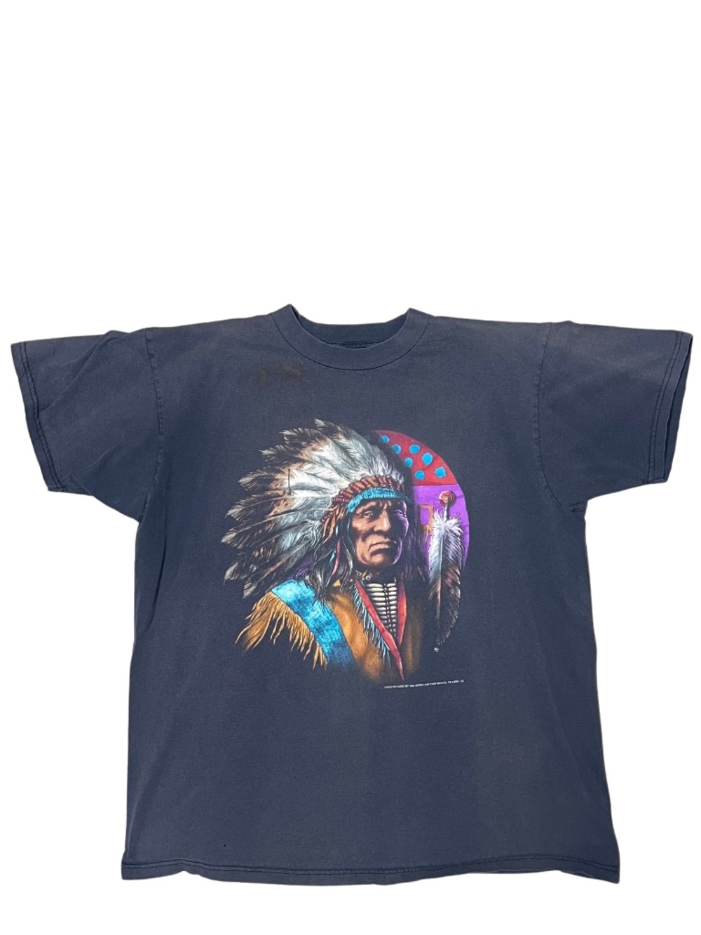 Vintage 1990s 3D Emblem Native American Chief 1993 Faded Tee Single Stitch XL